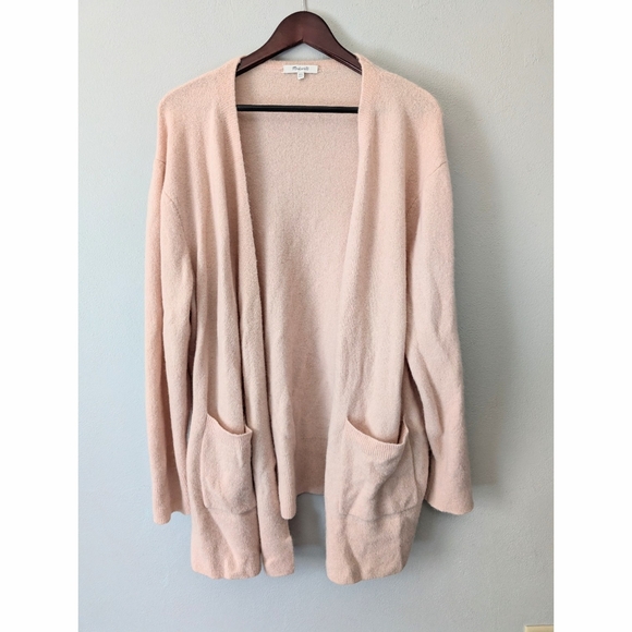 Madewell Light Baby Pink Wool Blend Open Cardigan Pockets Sweater Size XXL - Picture 1 of 7